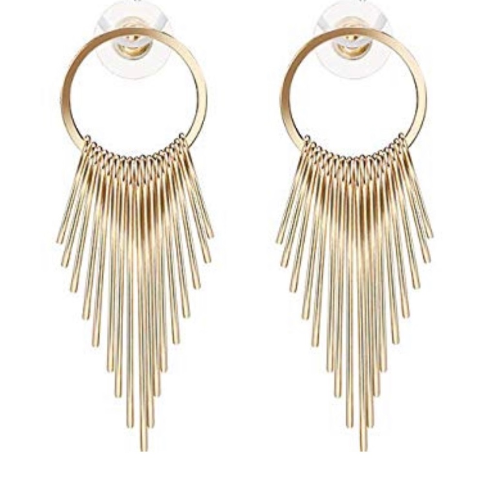 Gold Dangling Straight Line Earrings